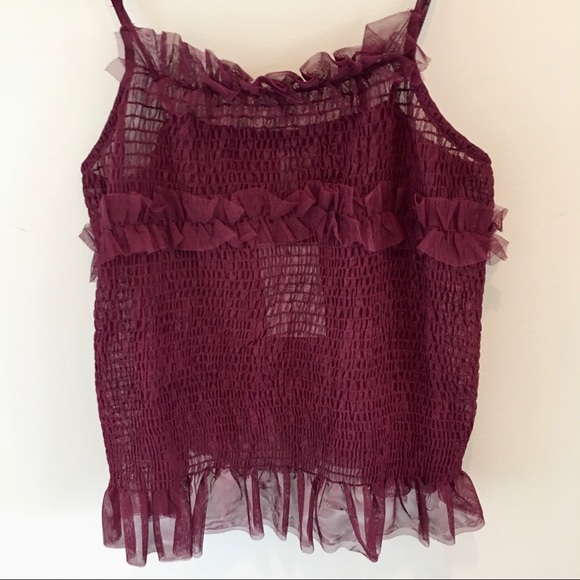 NWT ASOS Sheer Ruffle Spaghetti Strap Tank Top - Picture 2 of 6